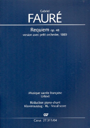 Requiem op.48&nbsp;&nbsp;für Soli, gem Chor und Kammerorchester&nbsp;&nbsp;Klavierauszug XL im Grossdruck (mit komplettem Offertorium)