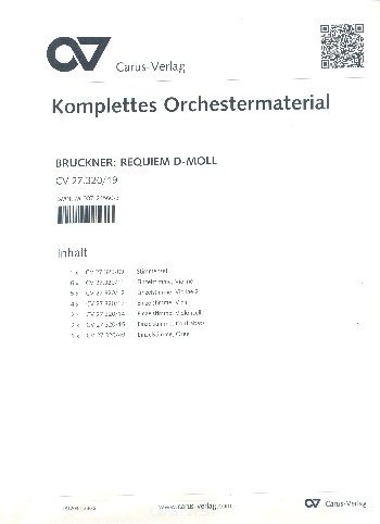 Requiem d-Moll&nbsp;&nbsp;für Soli, gem Chor und Orchester&nbsp;&nbsp;Stimmensatz (Streicher 6-5-4-2-2)