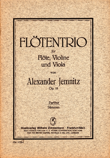 Jemnitz, A., Trio  op.19&nbsp;&nbsp;für Flöte, Violine und Viola&nbsp;&nbsp;Partitur