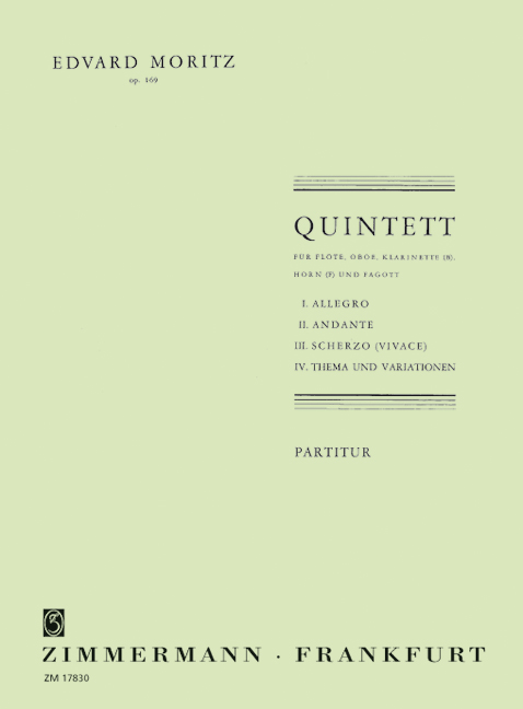 Quintett op.169&nbsp;&nbsp;für Flöte, Oboe, Klarinette, Horn und Fagott&nbsp;&nbsp;Partitur und Stimmen