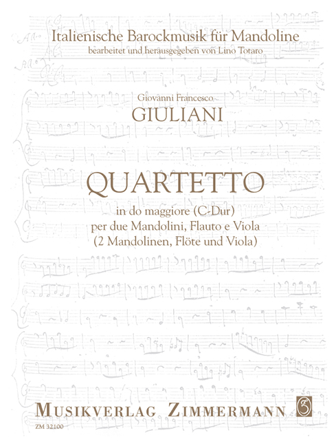 Quartett C-Dur  für 2 Mandolinen, Flöte und Viola  Partitur und Stimmen