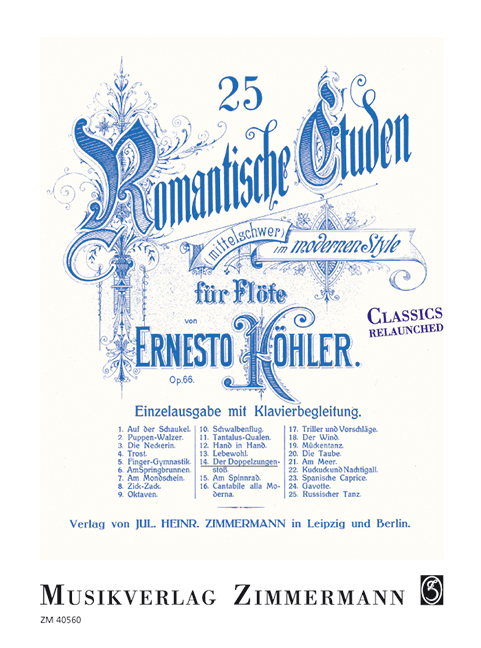 Der Doppelzungenstoss op.66,14  für Flöte und Klavier  Reprint