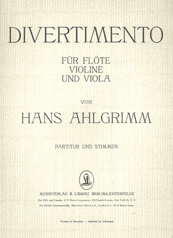 Divertimento  für Flöte, Violine und Viola  Partitur und Stimmen