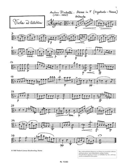Diabelli, A., Messe in F op. 49  für Chor und Orchester  Viola