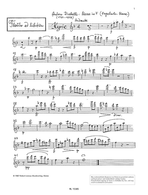 Diabelli, A., Messe in F op. 49  für Chor und Orchester  Flöte