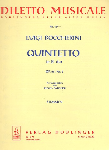 Quintett B-Dur op. 62,4&nbsp;&nbsp;für 2 Violinen, 2 Violren und Violoncello&nbsp;&nbsp;Stimmen