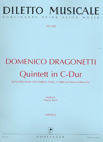 Quintett C-Dur für Kontrabass (Violine),  Violine, 2 Violen und Bass (Violoncello)  Partitur