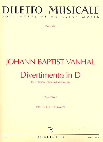 Divertimento D-Dur für 2 Violinen,  Viola und Violoncello  Partitur und Stimmen