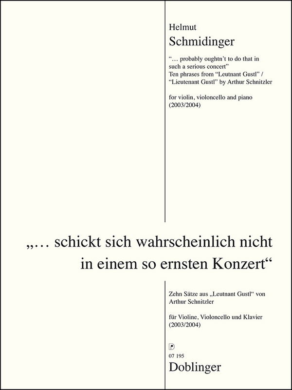 Schickt sich wahrscheinlich nicht in einem so ernsten Konzert  für Violine, Violoncello und Klavier  Stimmen