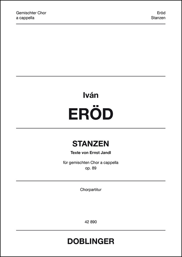 Stanzen op.89  für gem Chor a cappella  Partitur
