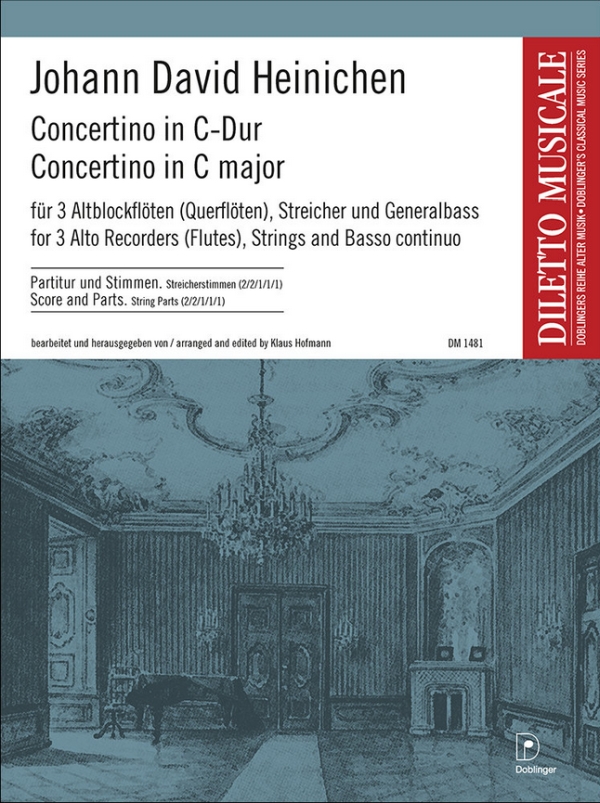 Concertino C-Dur  für 3 Altblockflöten (Querflöten), Streicher und Bc  Partitur und Stimmen (Streicher 2-2-1-1-1?