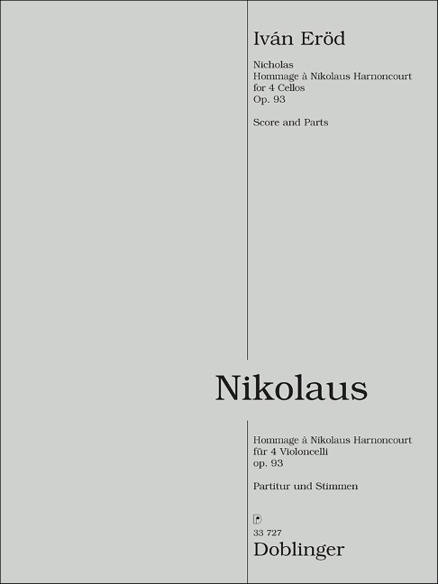Nikolaus op.93  für 4 Violoncelli  Partitur und Stimmen