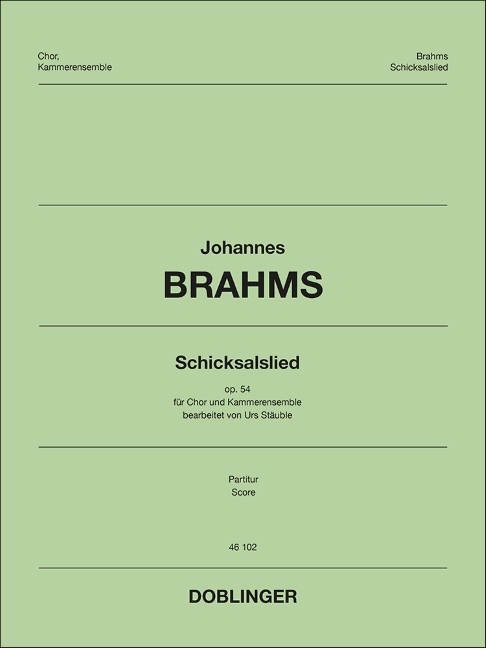 Johannes Brahms, Schicksalslied op. 54&nbsp;&nbsp;Bearbeitung für Chor und Kammerensemble&nbsp;&nbsp;Partitur