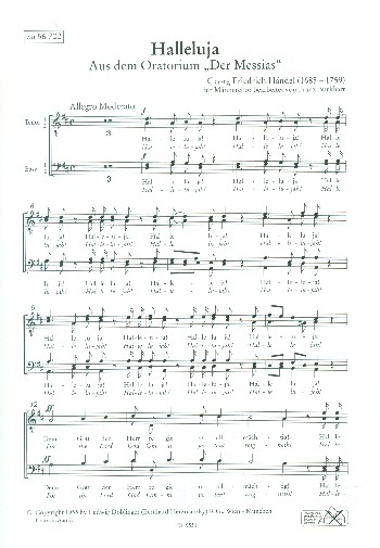 Halleluja aus dem Oratorium Der Messias&nbsp;&nbsp;für Männerchor und Klavier&nbsp;&nbsp;Chorpartitur (dt/en)