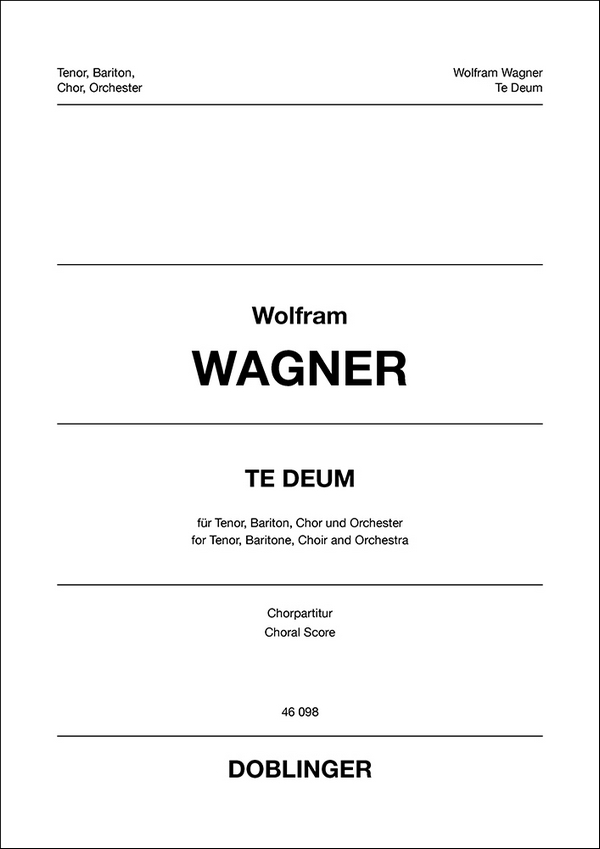 Te Deum&nbsp;&nbsp;für Soli, gem Chor und Orchester&nbsp;&nbsp;Chorpartitur
