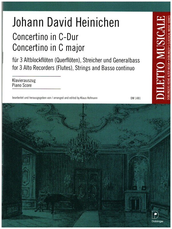 Concertino C-Dur  für 3 Altblockflöten (Querflöten), Streicher und Bc  Klavierauszug
