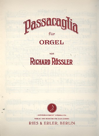 Passacaglia&nbsp;&nbsp;für Orgel&nbsp;&nbsp;