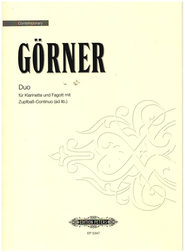 Duo op.37&nbsp;&nbsp;für Klarinette und Fagott mit Zupfbass-Continuo (ad lib)&nbsp;&nbsp;Partitur und Stimmen