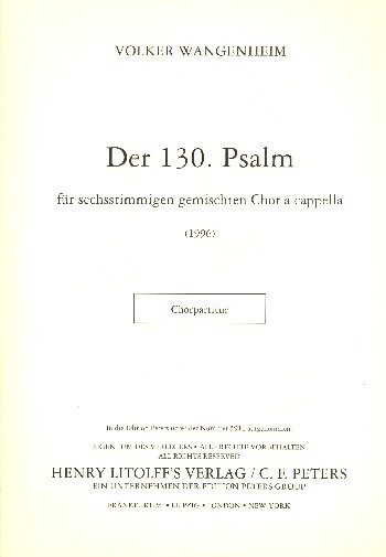 Psalm 130  für gem Chor a cappella  Partitur,  Archivkopie