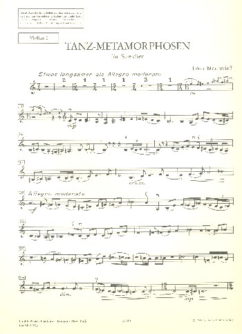Tanz-Metamorphosen&nbsp;&nbsp;für Streichorchester&nbsp;&nbsp;Violine 1