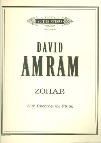 Zohar&nbsp;&nbsp;for alto recorder or flute&nbsp;&nbsp;