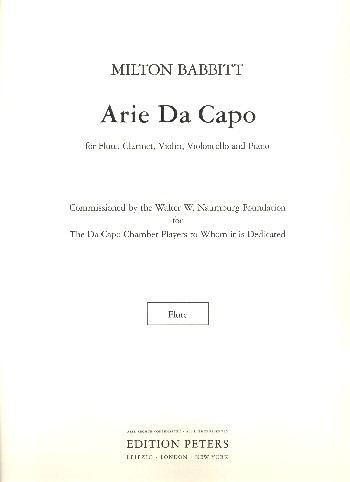 Arie Da Capo&nbsp;&nbsp;für Flöte, Klarinette, Violine, Violoncello und Klavier&nbsp;&nbsp;Stimmen,  Archivkopie