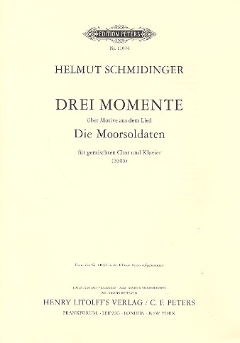 Drei Momente über Die Moorsoldaten  für gem Chor und Klavier  Partitur