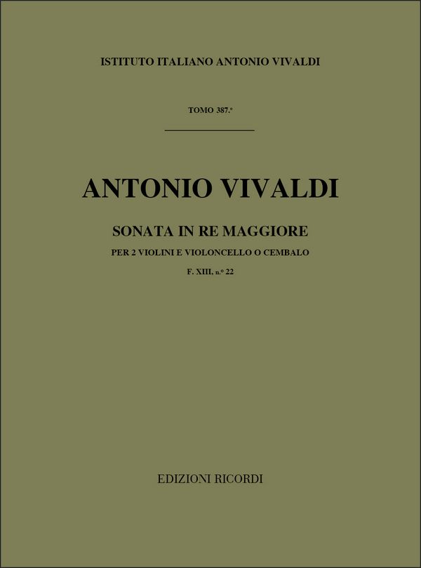 Sonate D-Dur F.XIII,22 für 2 Violinen und Bc&nbsp;&nbsp;Partitur&nbsp;&nbsp;
