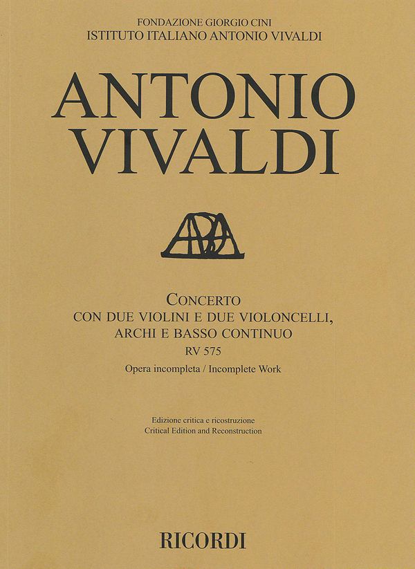 PR1438  Concerto RV575&nbsp;&nbsp;for 2 violins, 2 cellos, strings and Bc&nbsp;&nbsp;score