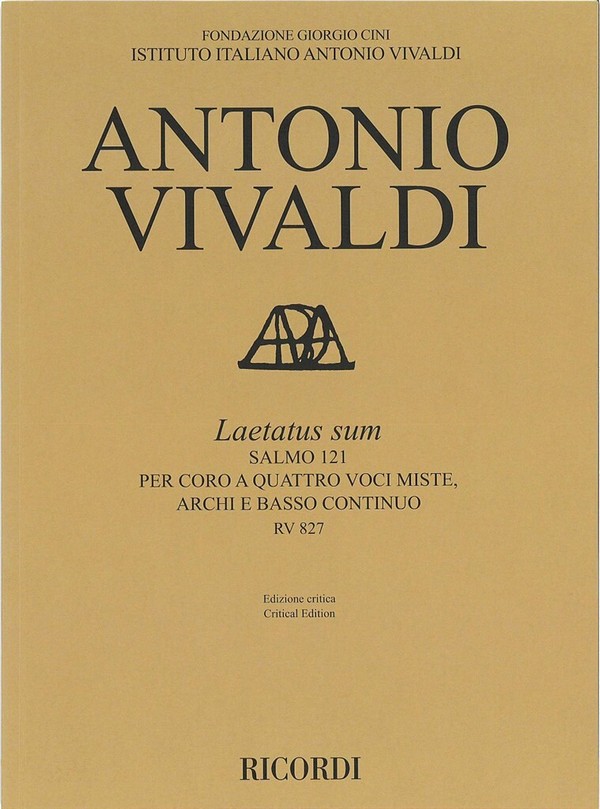 Antonio Vivaldi, Laetatus sum RV 827&nbsp;&nbsp;Mixed Choir [SATB], Strings and Continuo&nbsp;&nbsp;Partitur
