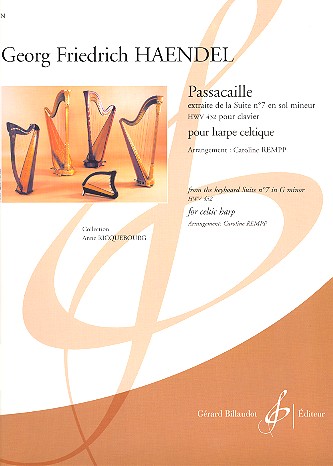 Passacaille de la suite no.7 en sol mineur&nbsp;&nbsp;HWV432 pour clavier pour harpe celtique&nbsp;&nbsp;