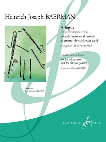 Adagio pour clarinette solo, 3 clarinettes&nbsp;&nbsp;et clarinette basse&nbsp;&nbsp;partition et parties