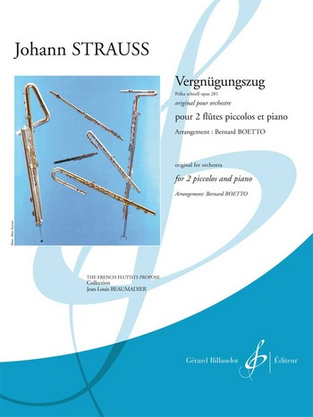 Vergnügungszug op.281 pour 2 flutes piccolos&nbsp;&nbsp;et piano&nbsp;&nbsp;