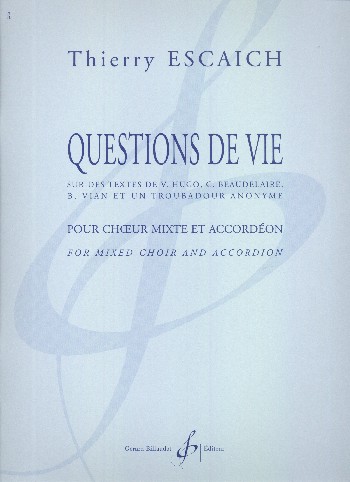 Questions de vie&nbsp;&nbsp;pour choeur mixte et accordéon&nbsp;&nbsp;partition