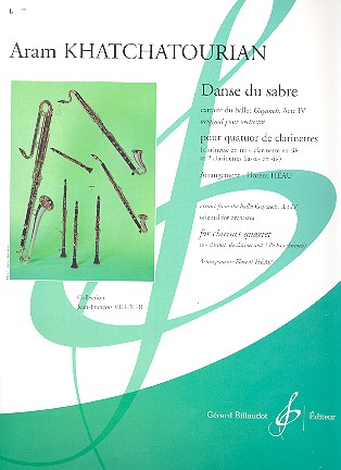 Danse du sabre pour orchestre pour&nbsp;&nbsp;4 clarinettes (clar en mib, clar en sib, 2 clar basses en sib)&nbsp;&nbsp;partition et parties