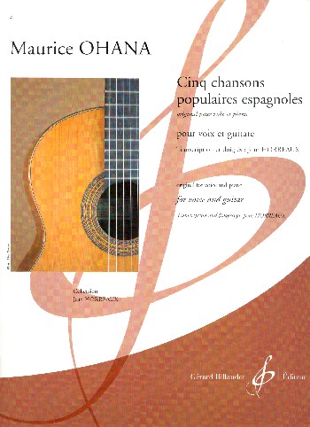 5 Chansons populaires espagnoles&nbsp;&nbsp;pour voix et guitare&nbsp;&nbsp;partition (frz/sp)