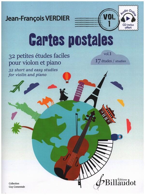 Cartes postales vol.1 (no.1-17) (+CD +Online Audio)&nbsp;&nbsp;pour violon et piano&nbsp;&nbsp;