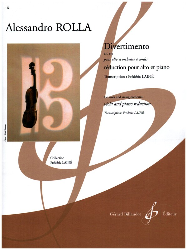 Divertimento B.I. 330 pour alto et orchestre à cordes  pour alto et piano  