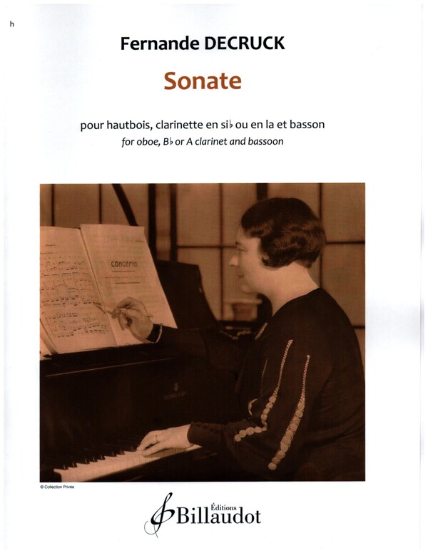 Sonate&nbsp;&nbsp;pour hautbois, clarinette en sib ou en la et basson&nbsp;&nbsp;partition et parties