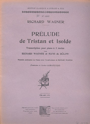 Prélude de Tristan et Isolde &nbsp;&nbsp;pour piano&nbsp;&nbsp;