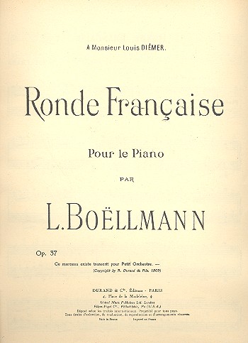Ronde francaise op.37 pour le piano&nbsp;&nbsp;&nbsp;&nbsp;