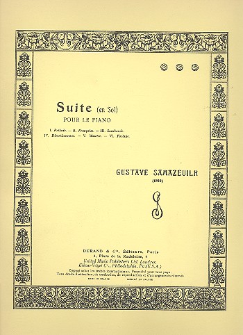 Seuite en sol mineur &nbsp;&nbsp;pour piano&nbsp;&nbsp;