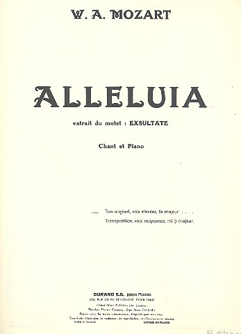 Alleluia fa majeur (frz) pour chant et piano    