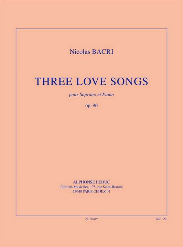 3 Love Songs op.96 for voice and piano    