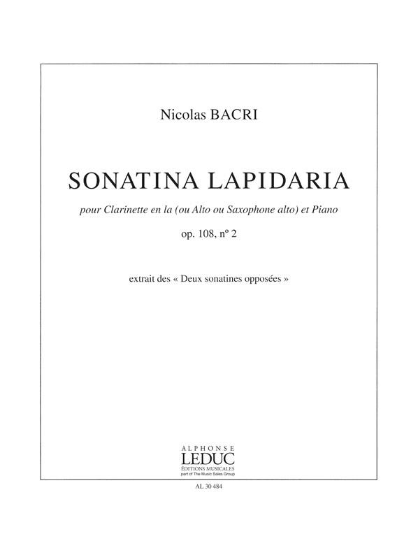 Sonatina lapidaria op.108 no.2 pour clarintette&nbsp;&nbsp;en la (alto/saxophone alto) et piano&nbsp;&nbsp;