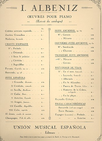 Minueto de la 3ème suite ancienne  pour piano  