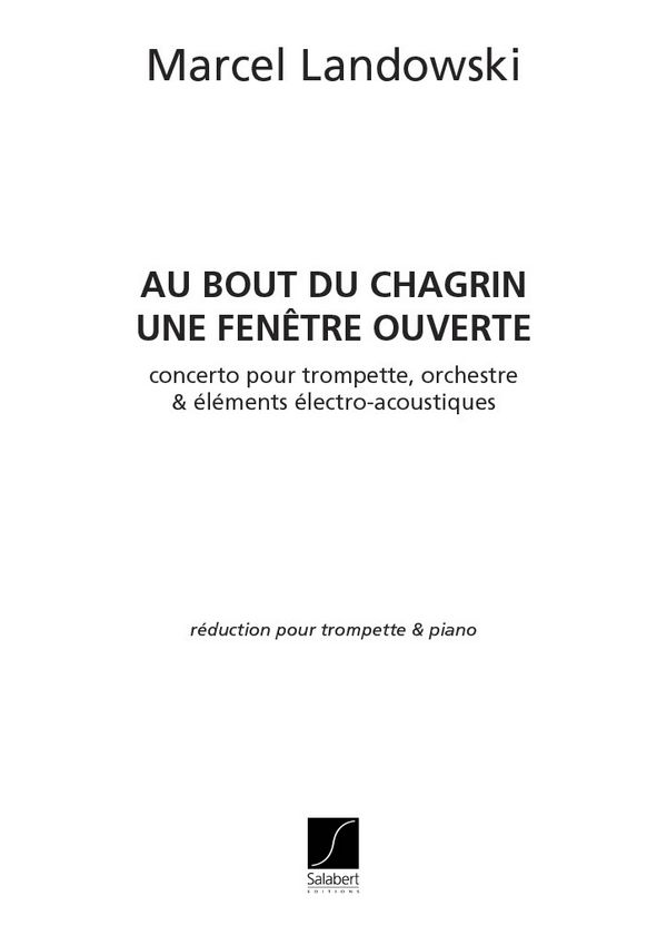 Landowski  Concerto Pour Trompette Trompette-Piano Reduction&nbsp;&nbsp;&nbsp;&nbsp;Trumpet (2 Trumpets) and Piano
