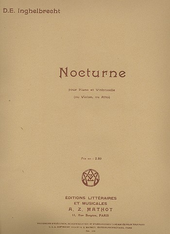 Nocturne&nbsp;&nbsp;pour violoncelle (violon/alto) et piano&nbsp;&nbsp;