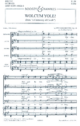 A Ceremony of Carols op. 28  für gemischter Chor (SATB) und Klavier (Harfe)  Chorpartitur