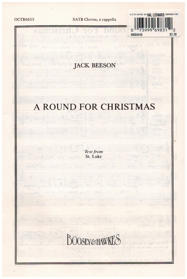 A Round for Christmas&nbsp;&nbsp;for mixed chorus a cappella&nbsp;&nbsp;vocal score (en)